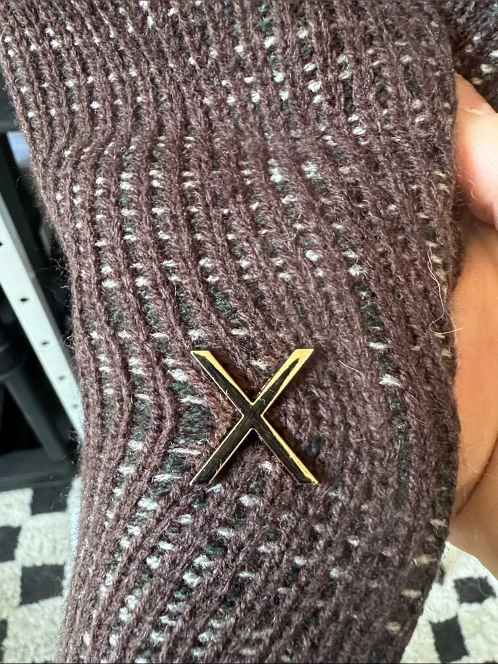 Torn by Ronny Kobo Chocolate Brown Mock Neck Knit Sweater